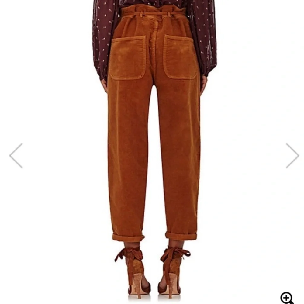 Ulla Johnson Pants Moleskin Sabi Straight Leg Belted in Tobacco Brown